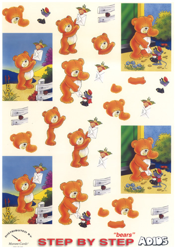 Ted with a message for you A4 Sheet 2 different designs repeated Twice - 025VD