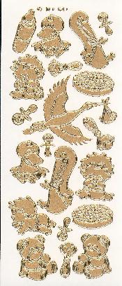 037G-Peel Stork and Baby's bear ,bottle Gold - DD6403