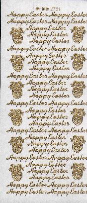 041G-Peel Happy Easter with Eggs Gold - DD2751