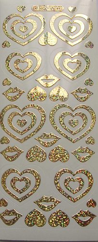 072G-Peel Hearts and Lips Holographic Gold - XP6302