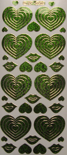 072GR-Peel Hearts and Lips Holographic Green - XP6302