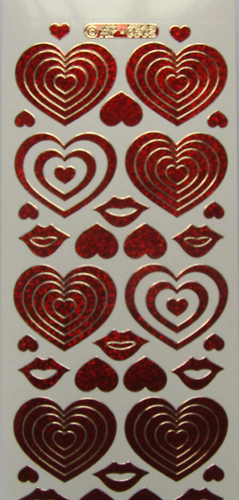 072R-Peel Hearts and Lips Holographic Red - XP6302