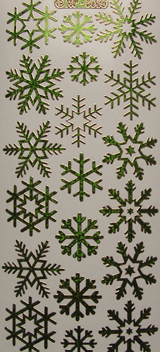 075GR-Peel Snowflakes Holographic Green Christmas Time -XP7069