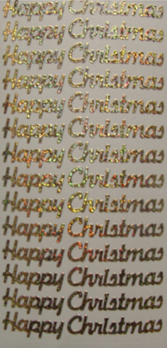 076G-Peel Happy Christmas Holographic Gold - XP2702