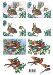 Christmas Theme - Robin and Rabit Scene - 118552