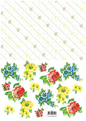 Yellow - Blue - Red Flowers - 118915