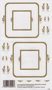 EZ Rub On Old Square Frames Small Gold - 1262GDROY