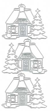 House with Christmas Tree Silver - 133S-Peel