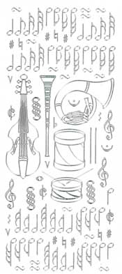 Musical Instruments and notes Silver - 144S-Peel