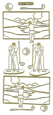 Golfer Teeing Off and golf Fare way Gold - 147G-Peel