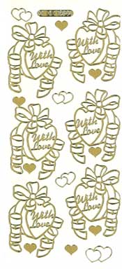 Hearts -With Love Bows and Ribbon Gold - 171G-Peel