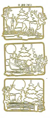 174S-Peel 3 different Reindeer and Christmas Sleigh Scene Sliver -DD7051