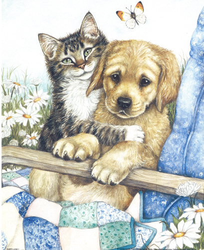 Puppy and Kittens Love 1 10 x 8 - 175