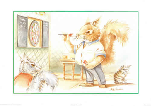 Squirrel Playing Darts Pack of 6 prints - 180