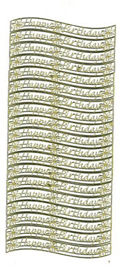 192G-Peel Happy Birthday on a Wave effect Gold - DD2423