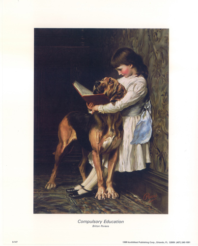 Dog and Little Girl Compulsory Education Print size 10 x 8 - 2114