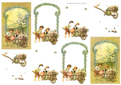 Girl and boy with flower cart - 218120