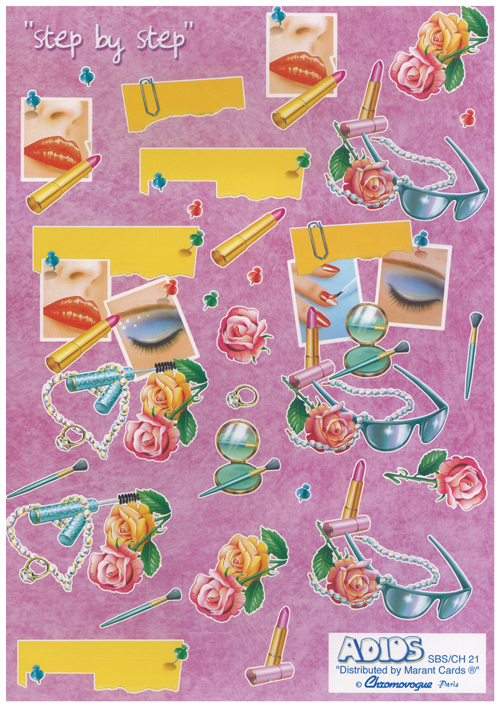Neck less Lipstick Sunglasses and Roses A4 Sheet - 21CHSBS B