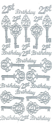 Happy 21st Birthday With Keys Silver - 259S-Peel