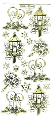 262GW-Peel Christmas Candles and Lanterns Gold and White -MD357001