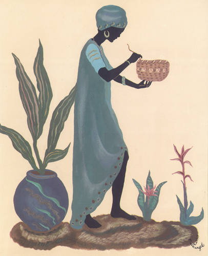 lady wth the basket i pack of 6 prints - 2972