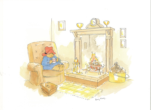 Paddington Bear Sitting by the Fire 10 x 12 - 2979