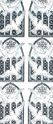 Doves in front of chruch Window Silver Transparent - 306ST-Peel
