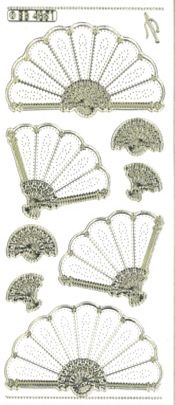 Large Fans Gold Transparent Stitch Embroidery Peel off - 324GT-Peel