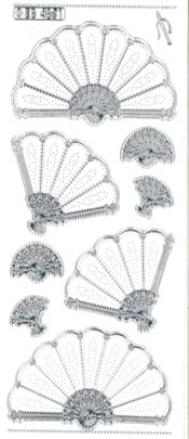 Large Fans Silver Transparent Stitch Embroidery Peel off - 324ST-Peel