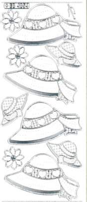 Hats Silver Transparent Stitch Embroidery Peel off - 328ST-Peel