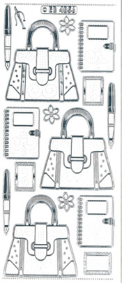 Handbag/ Dairy/Pen Silver Transparent Stitch Embroidery Peel off - 329ST-Peel