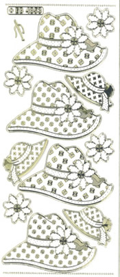 Flower Hats Gold Transparent Stitch Embroidery Peel off - 332GT-Peel