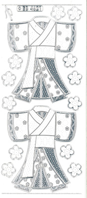 Oriental Gown Silver Transparent Stitch Embroidery Peel Off - 337ST-Peel