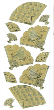 Fans with Sampan on Embossed Gold - 354G-Peel