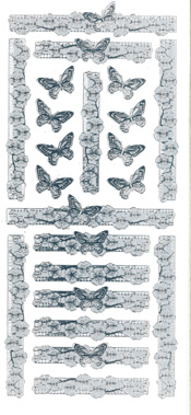 356S-Peel Butterfly Borders and corners Embossed Silver -MB356528