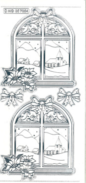 Christmas Window and Church Embossed Silver - 378S-Peel
