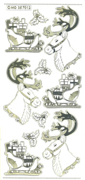 Reindeer and Sleigh Embossed Silver - 385S-Peel