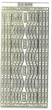 Merry Christmas Borders Straight And Waved Embossed Silver - 386S-Peel