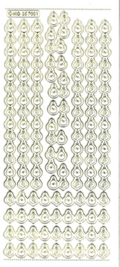 389GW-Peel Christmas Baubles Border Gold On White - MD357031