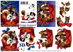 Pups and Kittens in Basket - 4169336