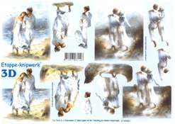 Loving Couple Walking on the Beach Painting - 4169451