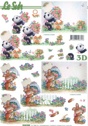 Panda And Bunny With Bunch Of Flowers - 4169900