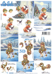 Boy and Girl Playing with Pets in the Snow - 4169939