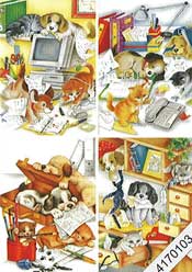 Puppies and Kittens making mischief in the office - 4170103