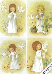 Little girl with doves and flowers - 4170110