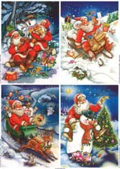 Father Christmas on a green sleigh - 4170166