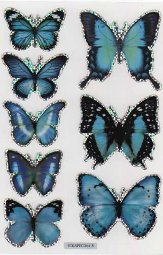 Butterflies Blue 3 Large and 5 small - 44410