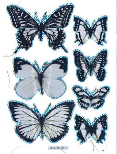 10 White Beautiful Butterflies with a holographic edge - 44414
