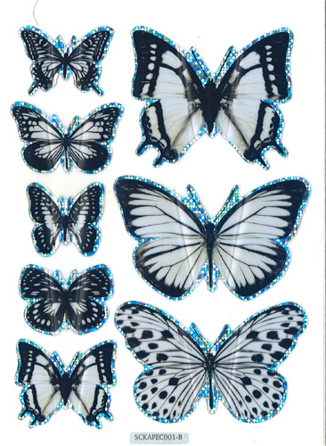 10 White Beautiful Butterflies with a holographic edge - 44415