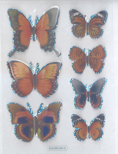 7 Orange Beautiful Butterflies with a holographic edge - 44416
